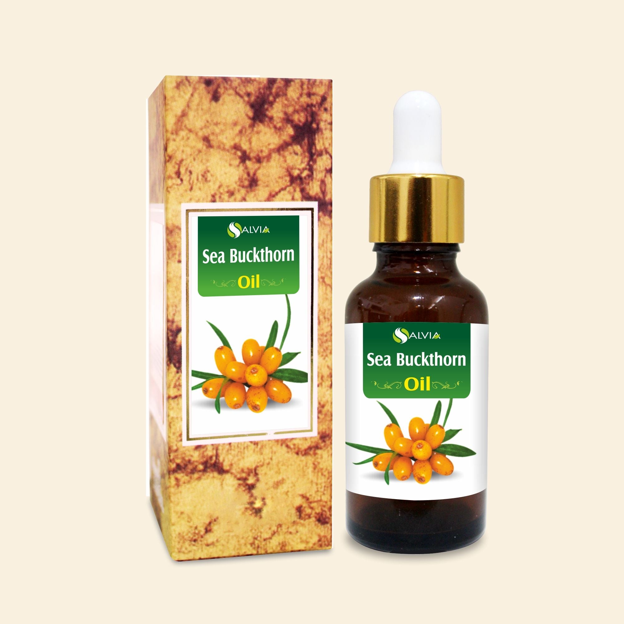 Salvia Natural Carrier Oils Sea Buckthorn (Hippophae Rhamnoides) Oil 100% Pure & Natural Carrier Oil Supports Wound Healing, Diminishes Scars, Improves Skin Elasticity